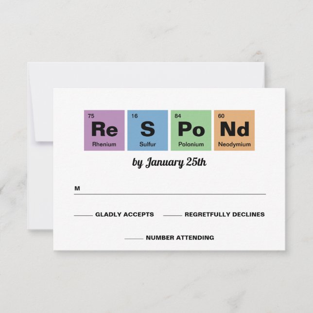Periodic Table of the Elements Wedding RSVP Card (Front)