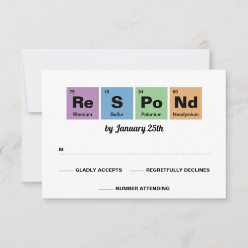 Periodic Table of the Elements Wedding RSVP Card