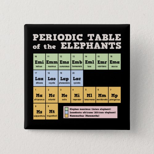 Periodic Table of the Elephants Pinback Button