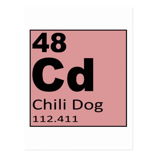 Periodic Table of the foodie Elements: Chili Dog Postcard
