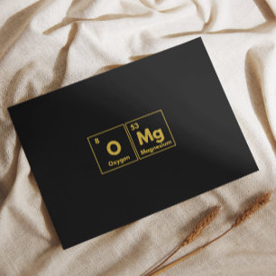 Periodic table style OMg Foil Holiday Postcard