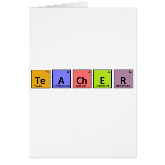 Periodic Table Teacher Appreciation Cards (Front)