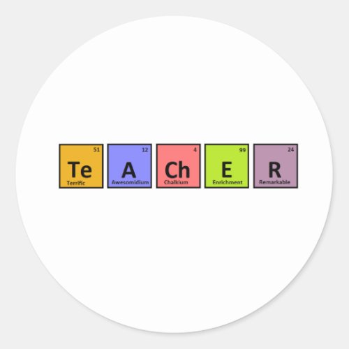 Periodic Table Teacher Appreciation Classic Round Sticker