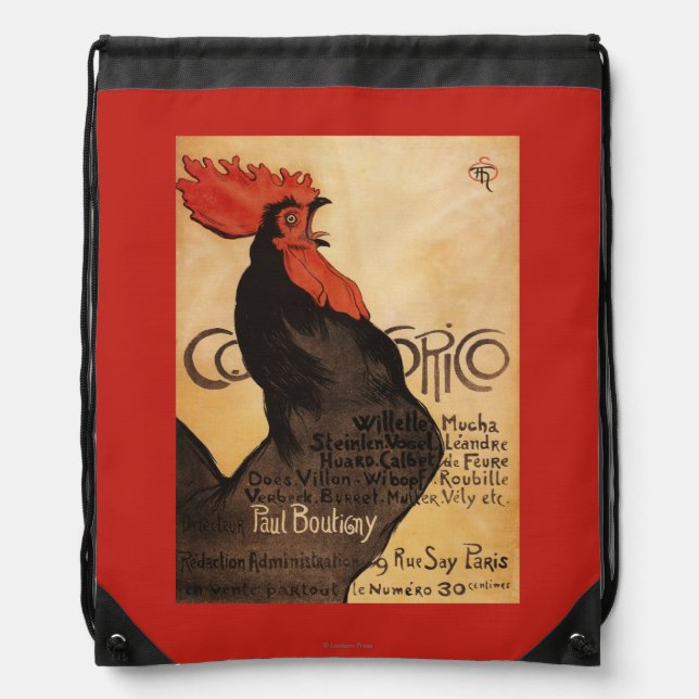 Periodical Cocorico Rooster Promotional Poster Drawstring Bag (Front)