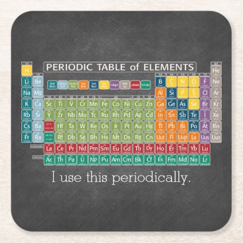 Periodically Periodic Table of Elements Chalkboard Square Paper Coaster