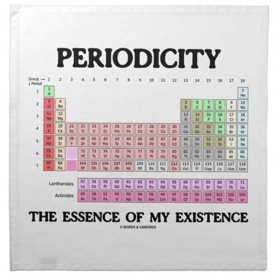 Periodicity Essence My Existence (Periodic Table) Cloth Napkin