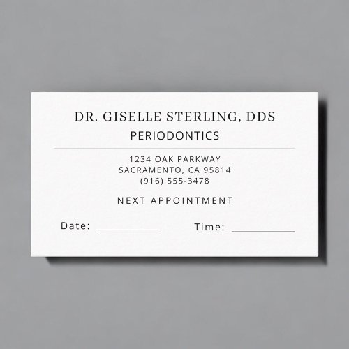 Periodontics Dentistry Dentist Appointment Card
