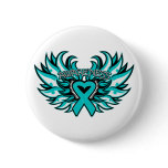 Peritoneal Cancer Awareness Heart Wings.png Pinback Button