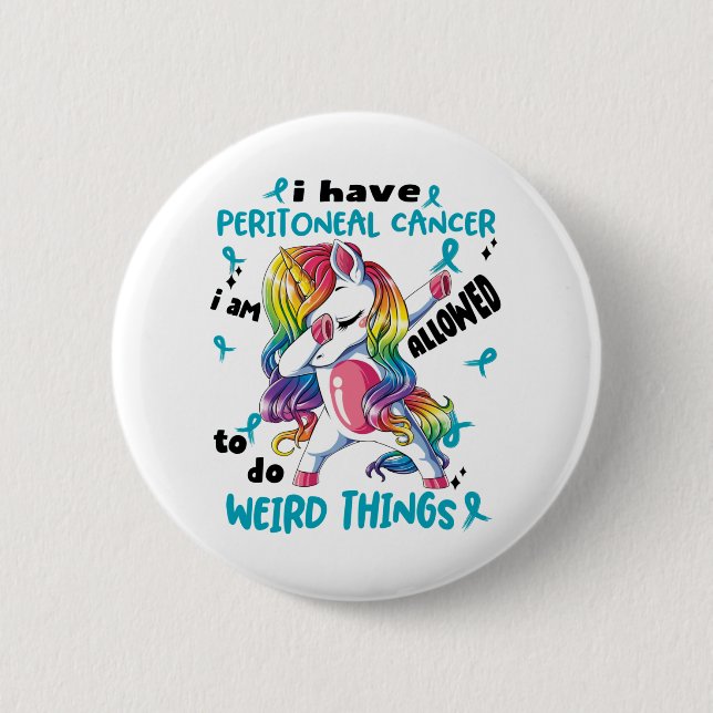 Peritoneal Cancer Awareness Ribbon Support Gifts Button (Front)