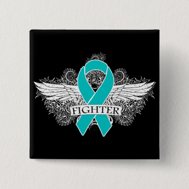 Peritoneal Cancer Fighter Wings Pinback Button (Front)
