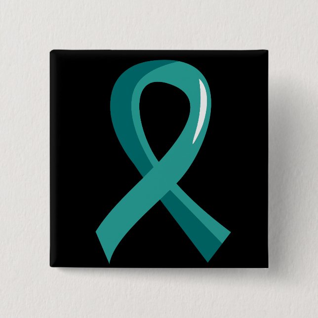 Peritoneal Cancer Teal Ribbon 3 Button (Front)