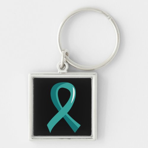 Peritoneal Cancer Teal Ribbon 3 Keychain