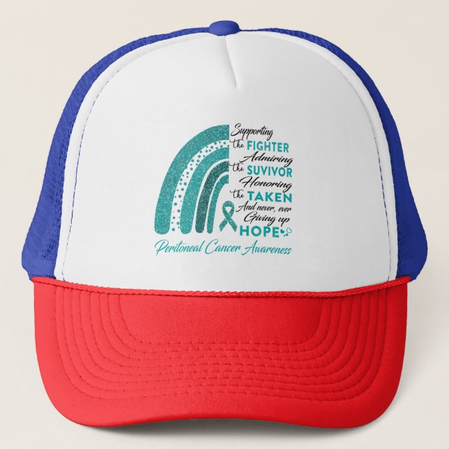 Peritoneal Cancer Warrior Supporting Fighter Trucker Hat (Front)