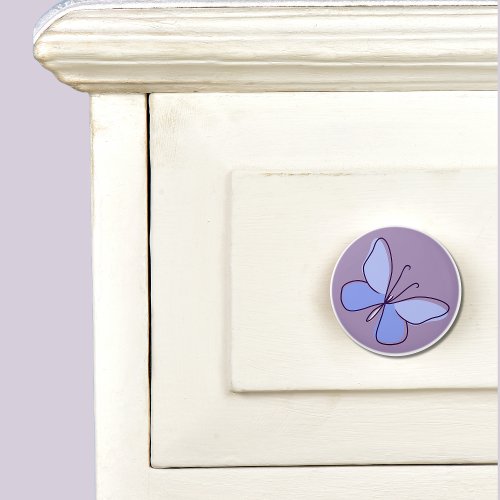 Periwinkel Blue Butterfly Flutter Lavender Ceramic Knob