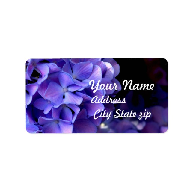 Periwinkel hydrangeas purple flowers blue flowers label (Front)