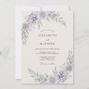 Periwinkle Airy Floral Wedding Invitation