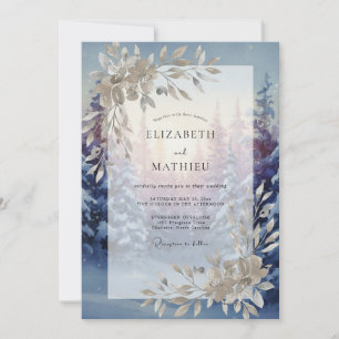 Periwinkle Amethyst Leaf Wedding Invitation