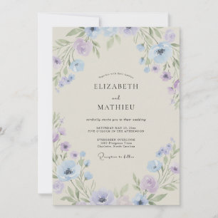 Periwinkle Amethyst Petal Wedding Invitation