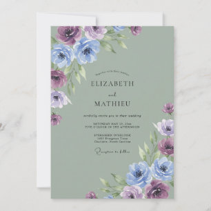 Periwinkle Amethyst Watercolor Wedding Invitation