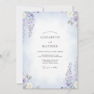 Periwinkle Amethyst Wisteria Wedding Invitation