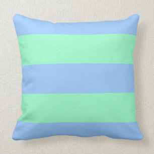 Periwinkle and Mint Green Stripes Throw Pillow