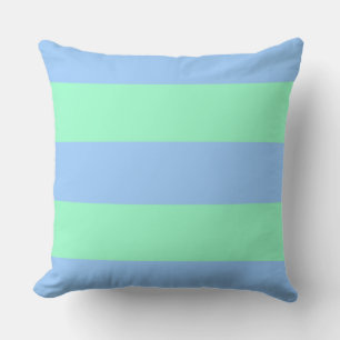 Periwinkle and Mint Green Stripes Throw Pillow