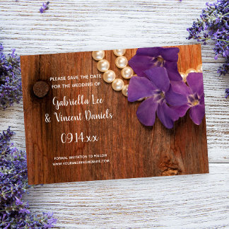 Periwinkle and Pearls Barn Wedding Save the Date Invitation