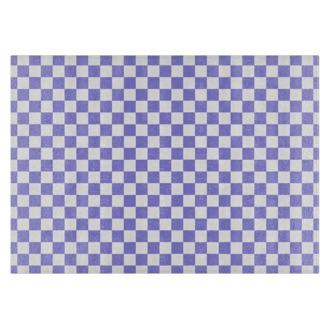 Periwinkle and White Checkerboard Pattern Cutting Board (Front)