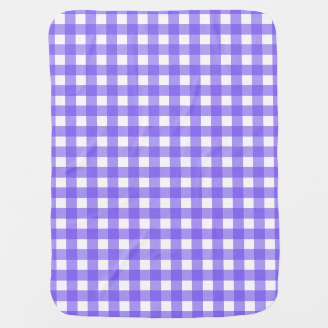 Periwinkle and white gingham baby blanket (Front)