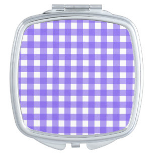 Periwinkle and white gingham compact mirror