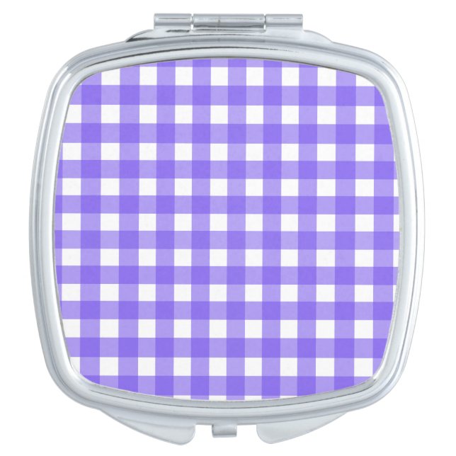 Periwinkle and white gingham compact mirror (Front)