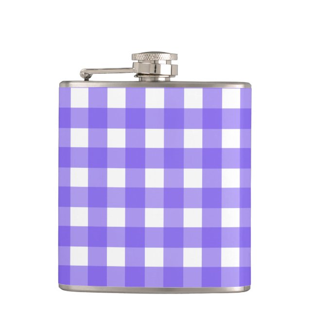 Periwinkle and white gingham flask (Front)
