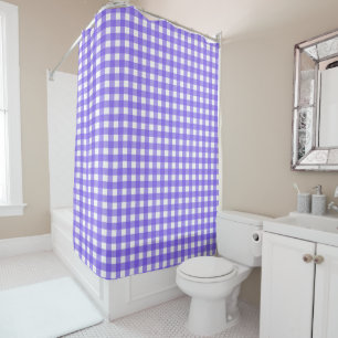Periwinkle and white gingham shower curtain