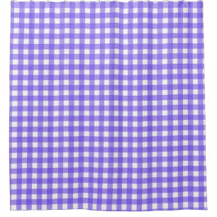 Periwinkle and white gingham shower curtain