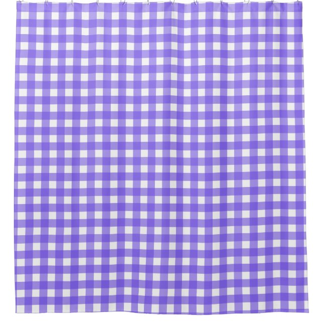 Periwinkle and white gingham shower curtain (Front)