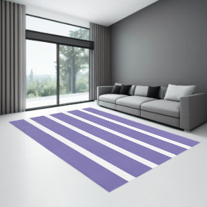Periwinkle and White Minimal Stripes Office Rug