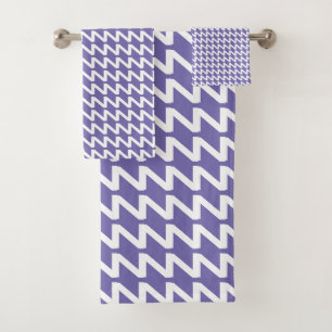 Periwinkle and white Modern Sharp Waves Bath Towel Set
