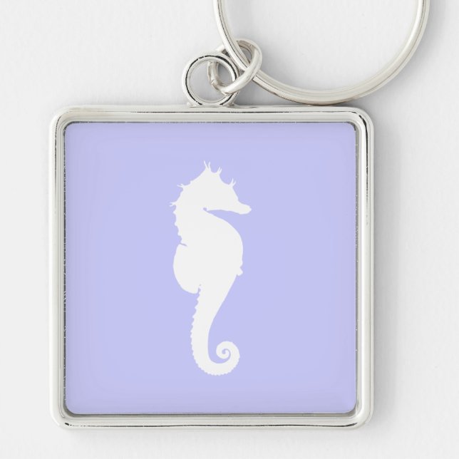 Periwinkle and White Sea Horse Keychain (Front)