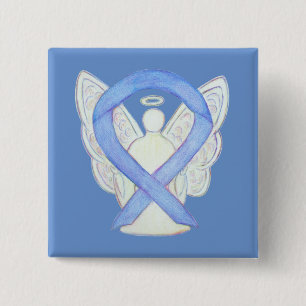 Periwinkle Angel Awareness Ribbon Custom Art Pins