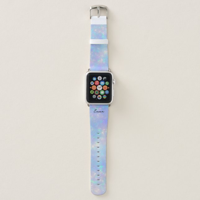 Periwinkle Aqua Iridescent Opal Apple Watch Band (Front)