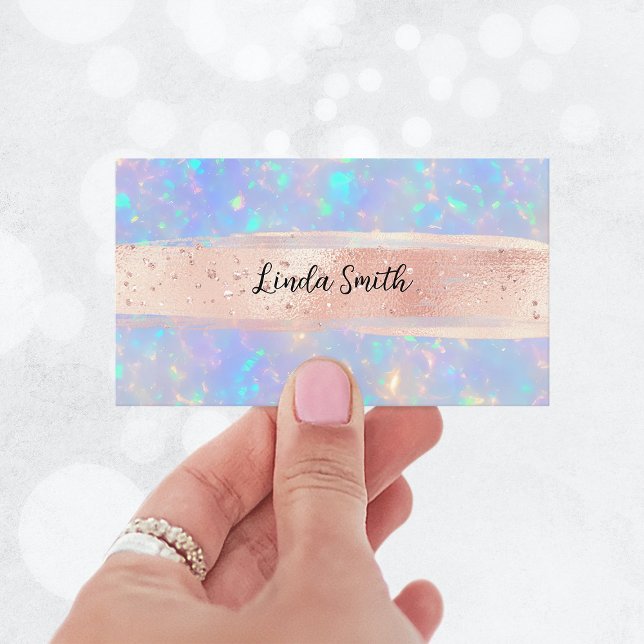 Periwinkle Aqua Opal Blush Brush Strokes Business Card (Periwinkle Aqua Opal Blush Brush Strokes Business Card)