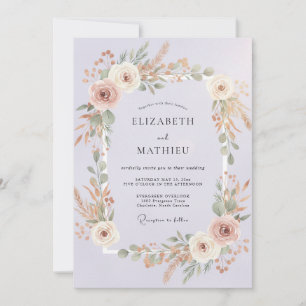 Periwinkle Artistic Floral Wedding Invitation