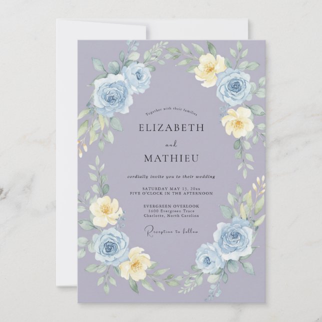 Periwinkle Artistic Spring Wedding Invitation (Front)