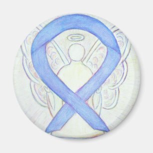 Periwinkle Awareness Ribbon Angel Art Magnets