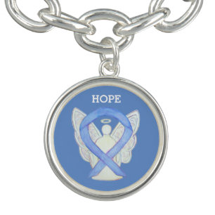 Periwinkle Awareness Ribbon Angel Charm Bracelet