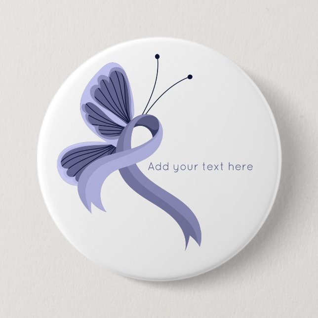 Periwinkle Awareness Ribbon Butterfly  Button (Front)