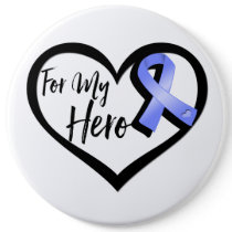 Periwinkle Awareness Ribbon For My Hero Button