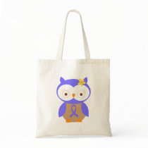 Periwinkle Awareness Ribbon Owl Tote Bag