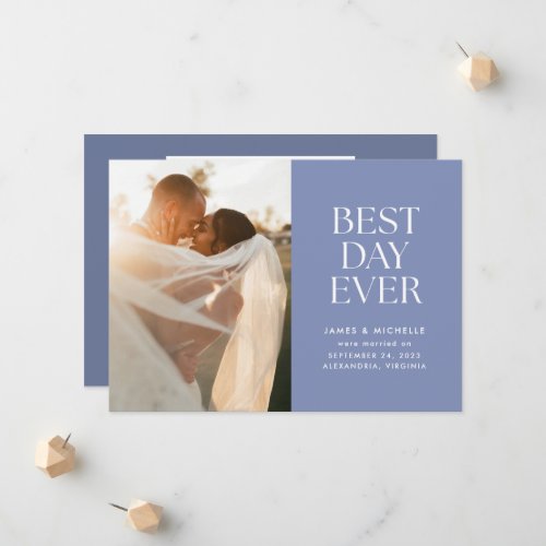 Periwinkle Best Day Ever Wedding Announcement