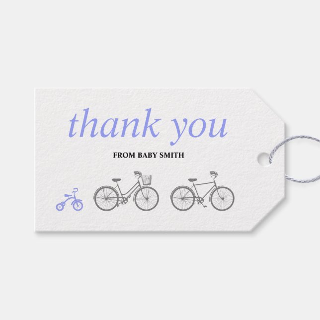Periwinkle Bicycle Gift Tags (Front (Horizontal))